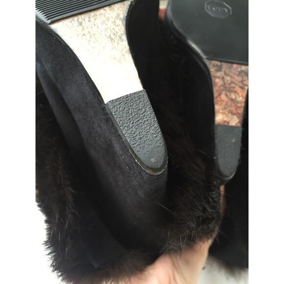 OPENING CEREMONY 2 In 1 Black Suede Fur Buckle Wedge Tall Ankle Boots 37 6.5 - Picture 12 of 13